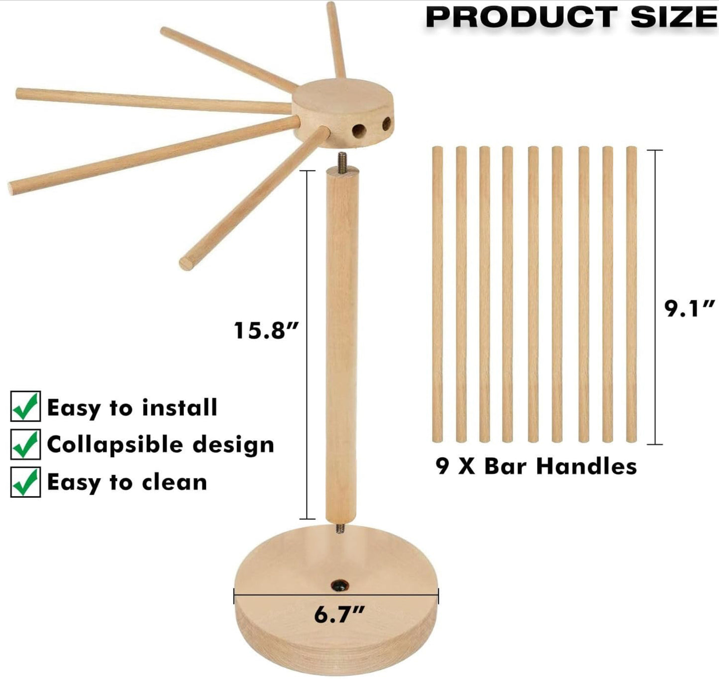 (2) NIB Pasta Drying Racks, AITRAI Large Wood Pasta Rack Collapsible Pasta Hanger Stand Noodle Rack with 9 Bar Handles Homemade Pasta Tools for Kitchen, Stable and Easy Storage - Flip It Now