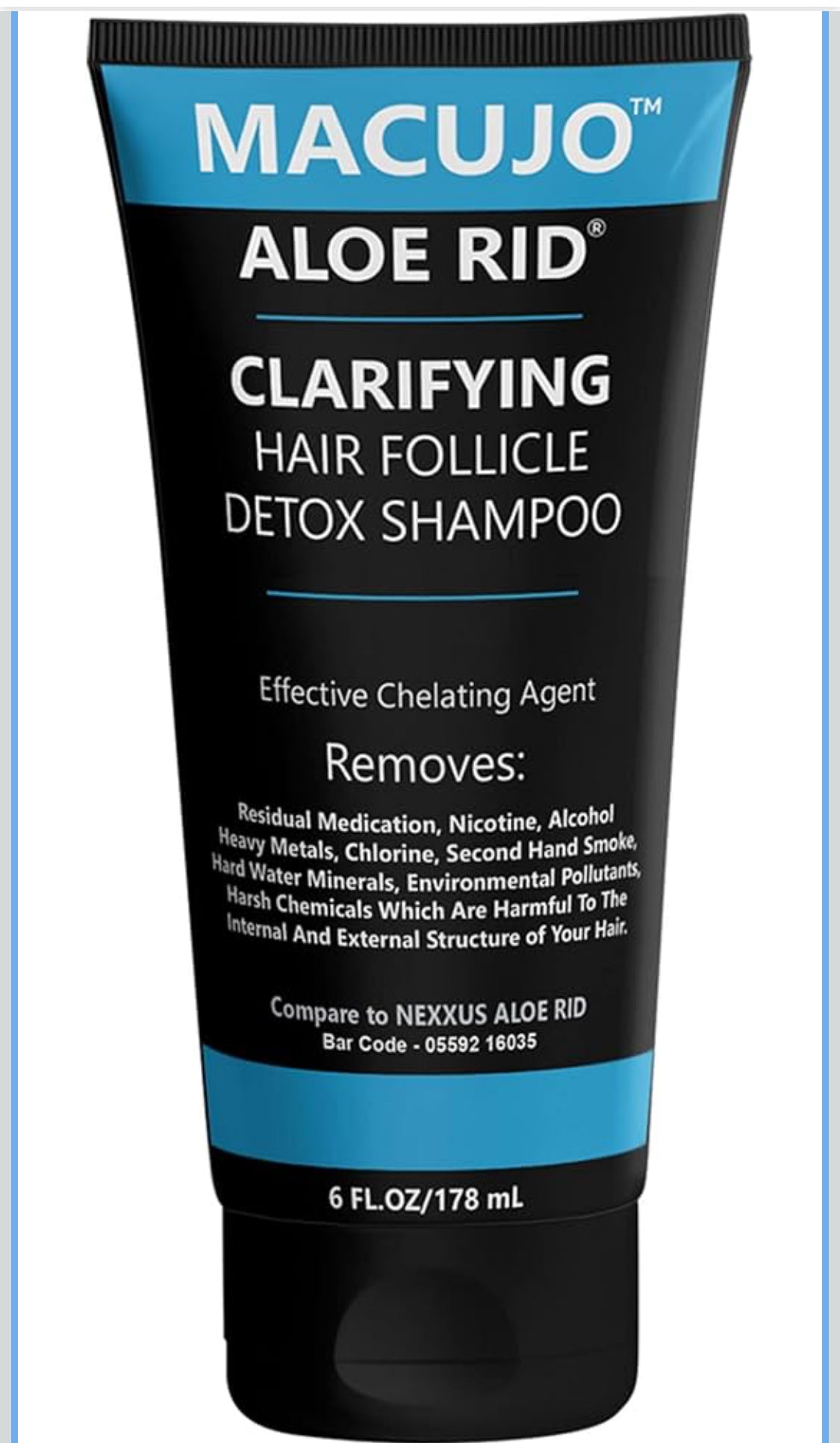 Macujo Aloe Rid Detox Shampoo Method Effective Chelating Agent for Pollutants, Residual Medications, Nicotine, Alcohol, Chlorine, 2nd Hand-Smoke, Heavy Metals