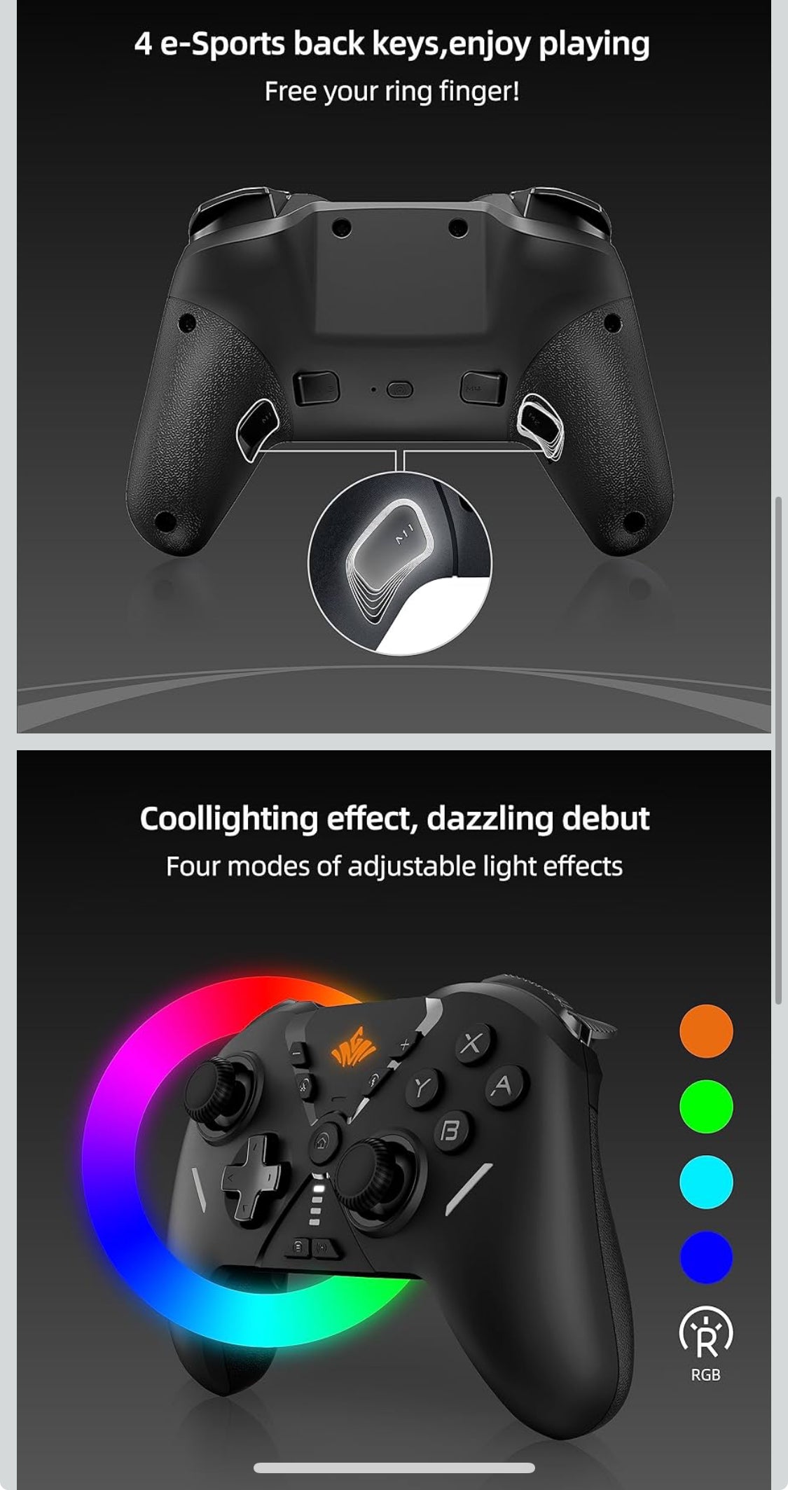 (2) MOGEMYTH Switch Controller, with Dual Vibration and 6-Axis Gyro, BT Controller for iPhone/Android/Switch and Windows 7/8/10/11,wireless controller pc