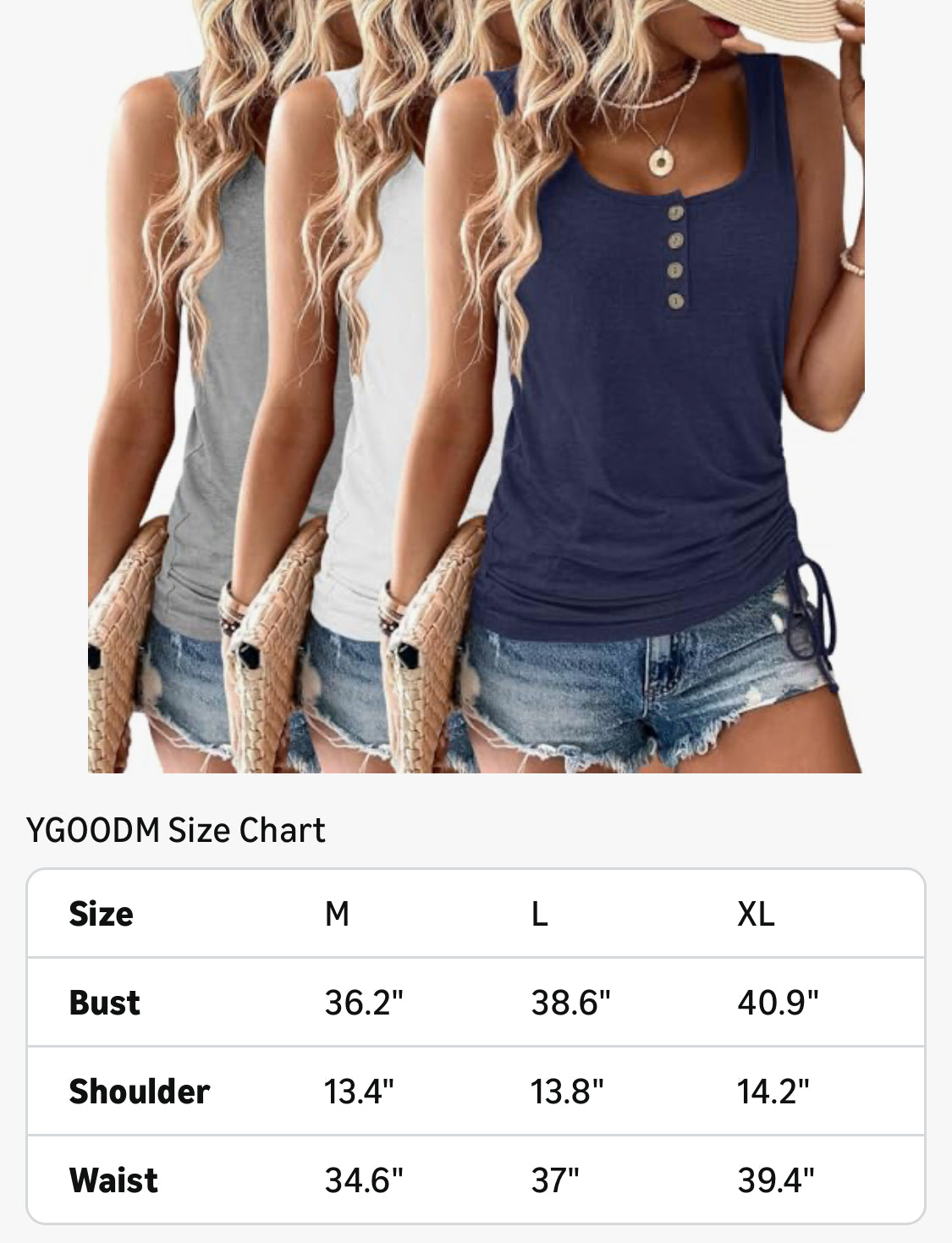 Tank Tops, 3 Pack Summer Tank Tops Henley Top Shirts (black,white,grey) - Flip It Now