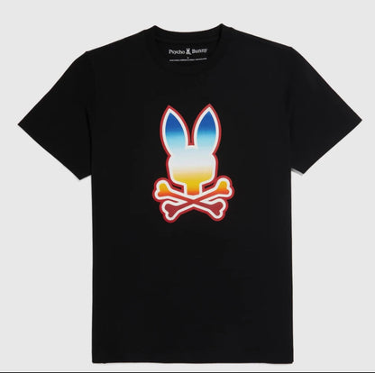 Men Psycho Bunny Guy Graphic Tee Black (B6U107Y1PC 001), Sz (6) L