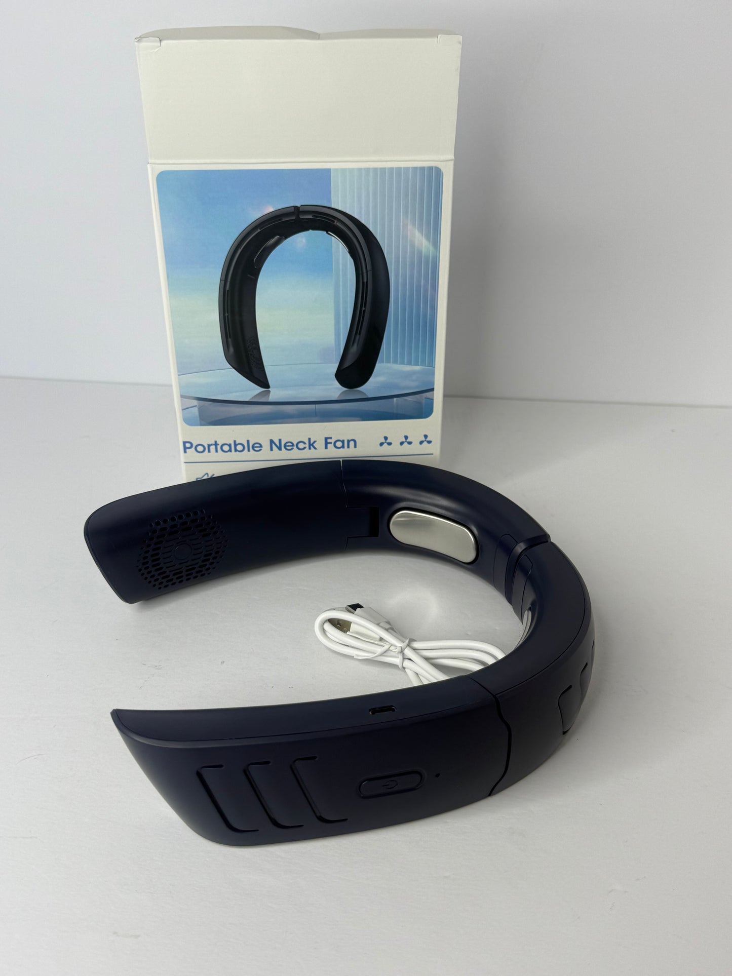 OLV Neck Fan 6000mAh Rechargeable Battery 18Hrs 4 Turbine Motor Powerful 360° Cooling Airflow 3 Speeds Portable Foldable Fan Ultra-Quiet Personal Fan Gifts for Men Women Home Office,Work,Travel Blue - Flip It Now