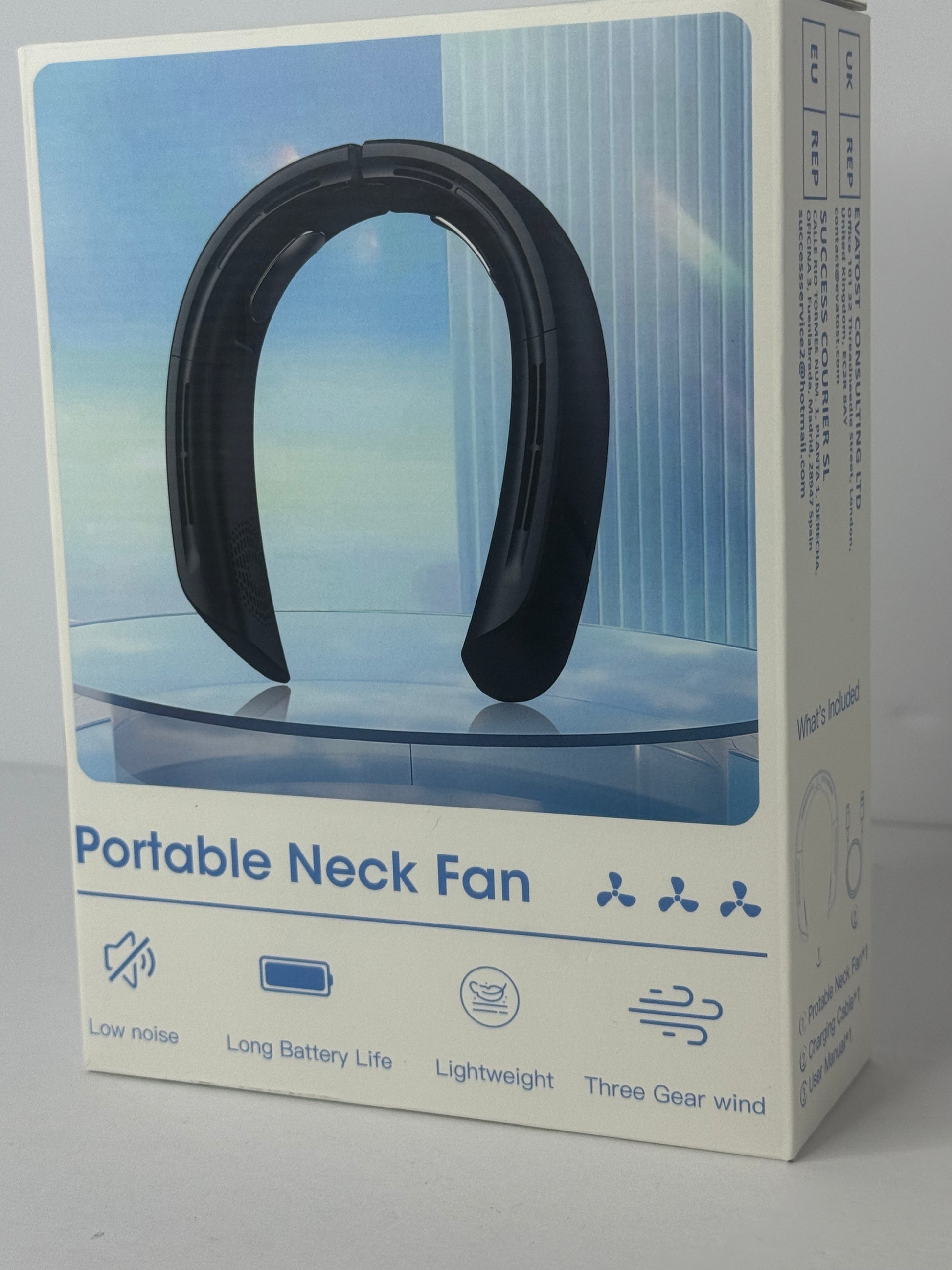 OLV Neck Fan 6000mAh Rechargeable Battery 18Hrs 4 Turbine Motor Powerful 360° Cooling Airflow 3 Speeds Portable Foldable Fan Ultra-Quiet Personal Fan Gifts for Men Women Home Office,Work,Travel Blue - Flip It Now