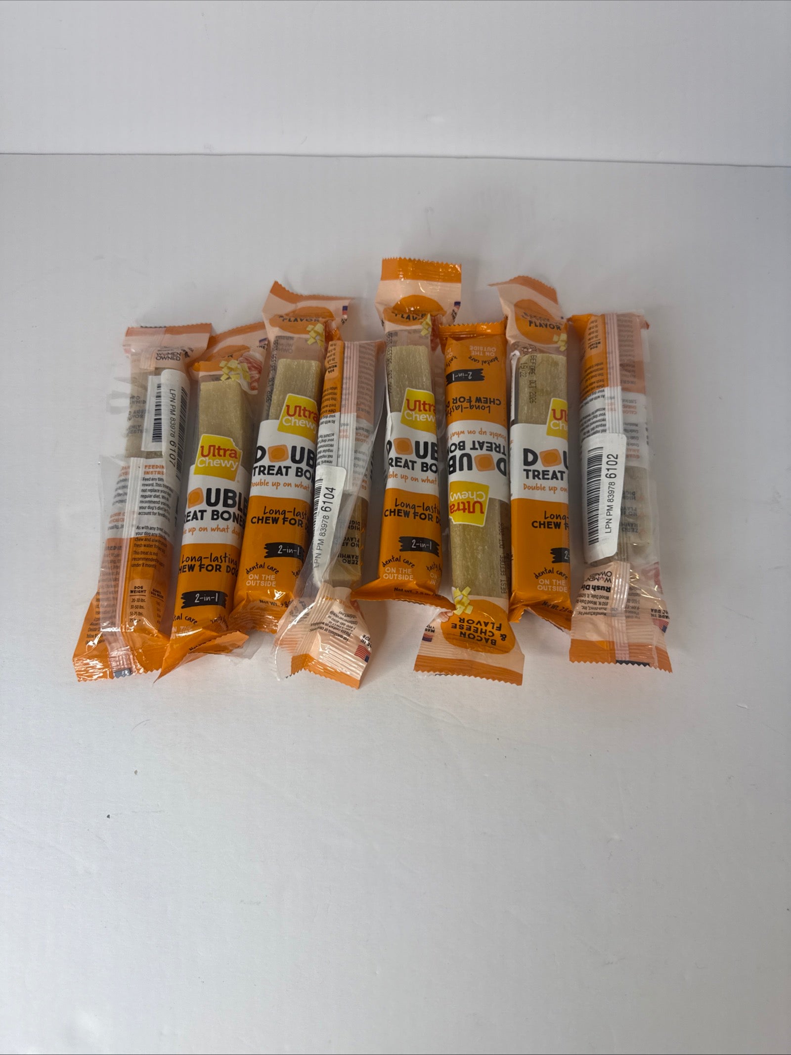 (8)Ultra Chewy Peanut Butter Double Treat Bones: Long-Lasting Dog Treats Made in USA for Large and Small Breeds, Highly Digestible, Ideal for Aggressive Chewers (8Count) - Flip It Now