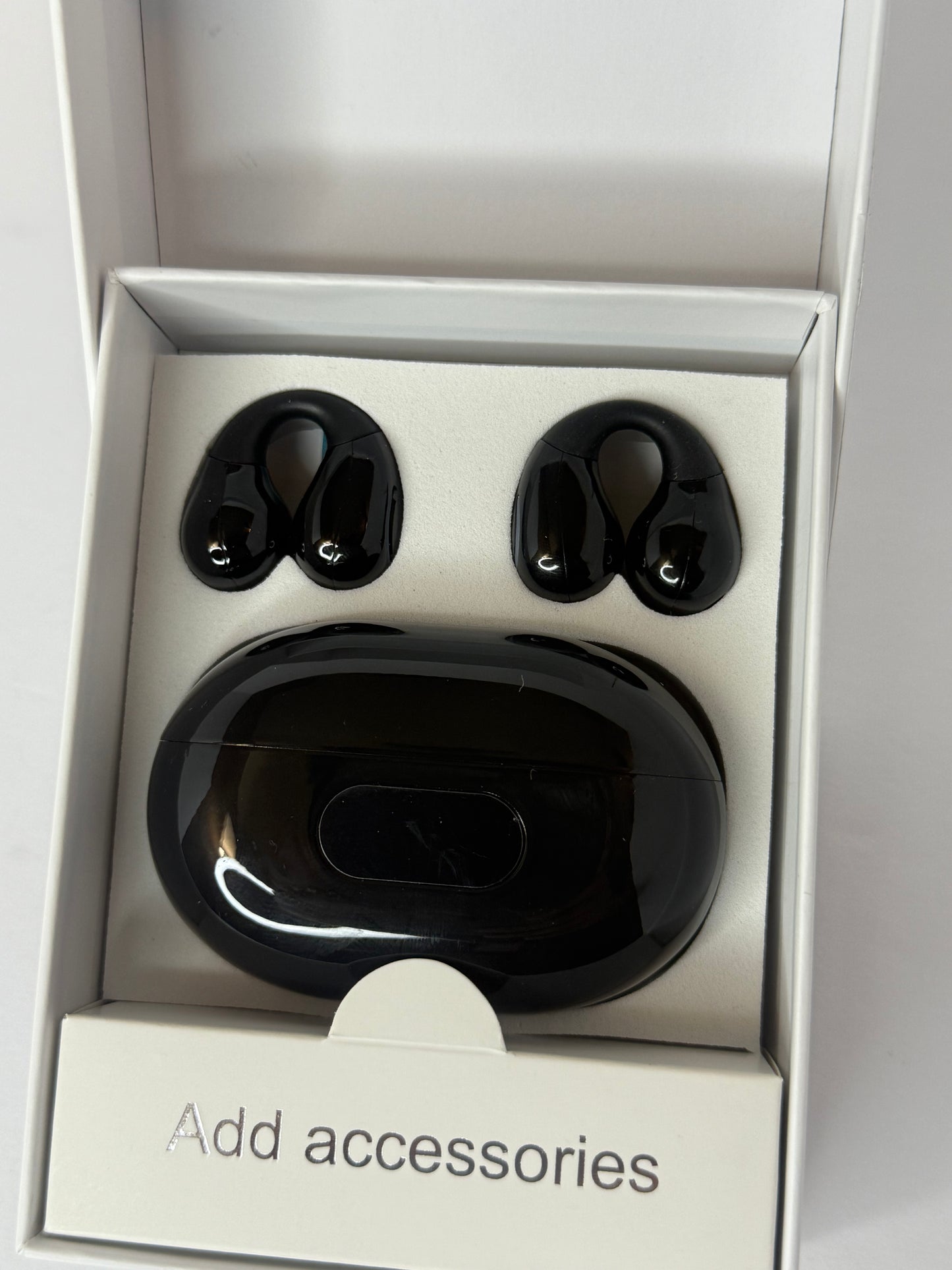 Ultra Ergonomic Clip-On Open Earbuds, Bone Conduction Over-The-Ear Headphones with Waterproof Design and Secure Fit for Small Ears, Obsidian Black