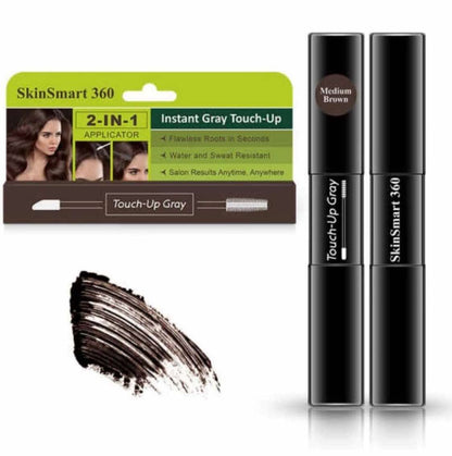 Instant Root Touch-Up for Men & Women, Water & Sweat-Resistant, 100% Gray Coverage, 2-in-1 Mascara Brush & Pen, Salon-Quality Results in Minutes, Travel-Friendly, 7 mL, Pack of 1 (Medium Brown) - Flip It Now