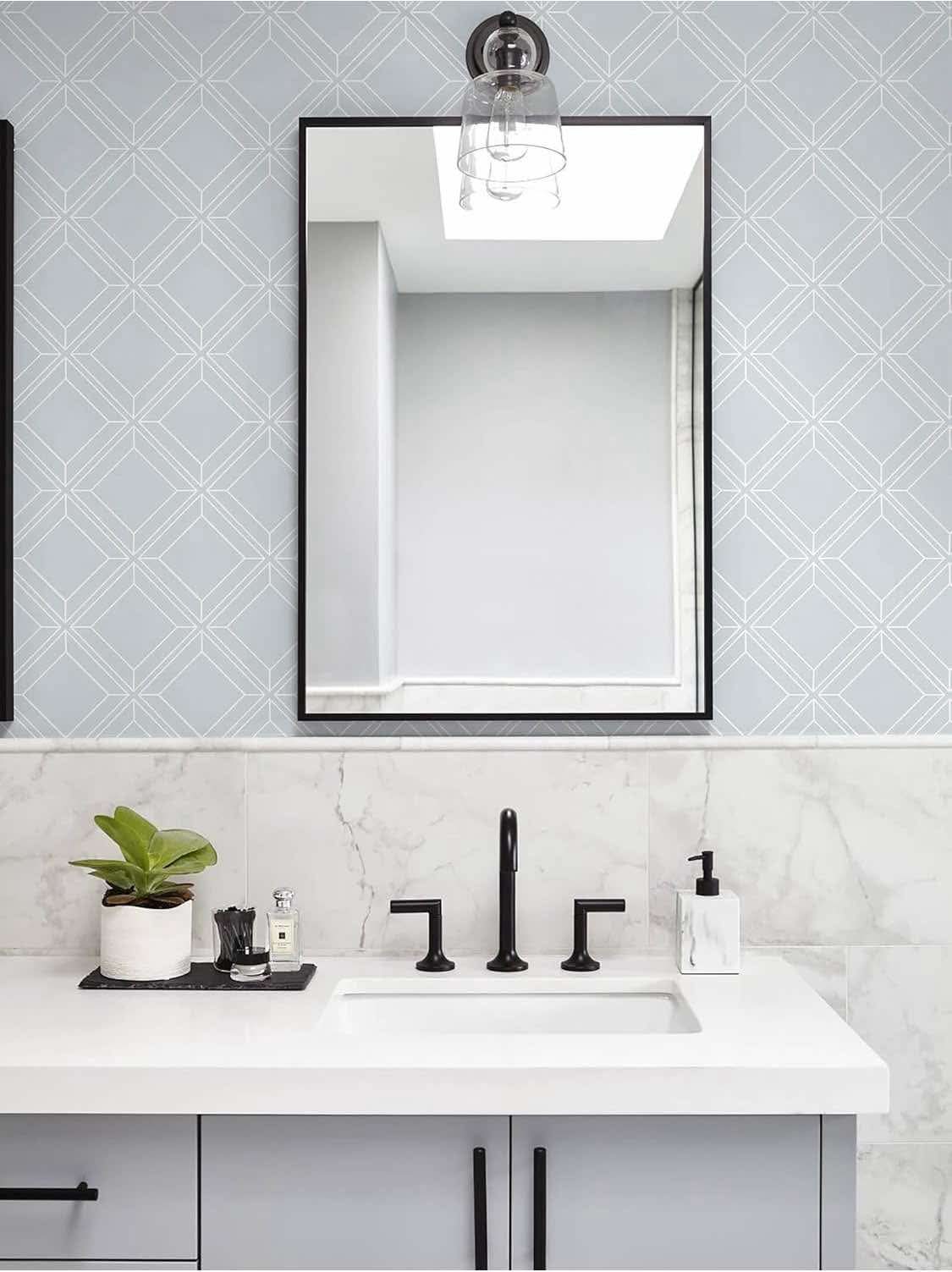 Heroad Grey Peel and Stick Wallpaper Grey and White Contact Paper Geometric Modern Wall Paper for Nursery Room Bedroom Bathroom Cabinets Vinyl Roll Self-Adhesive Waterproof 17.3” x 197”