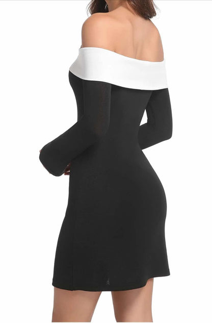 Topcloset Women's Party Dress Long Sleeve Off Shoulder Dress Sexy Elegant Bodycon Cocktail Mini Dresses - Flip It Now