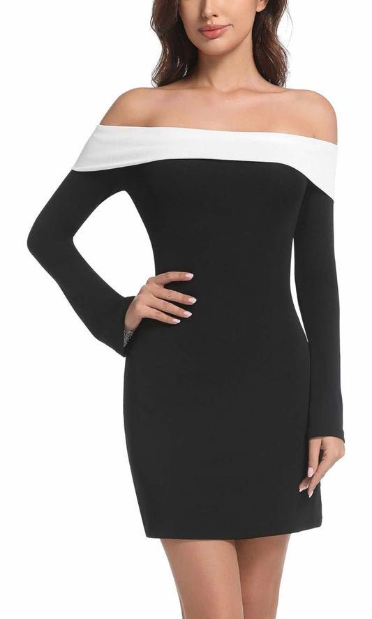 Topcloset Women's Party Dress Long Sleeve Off Shoulder Dress Sexy Elegant Bodycon Cocktail Mini Dresses