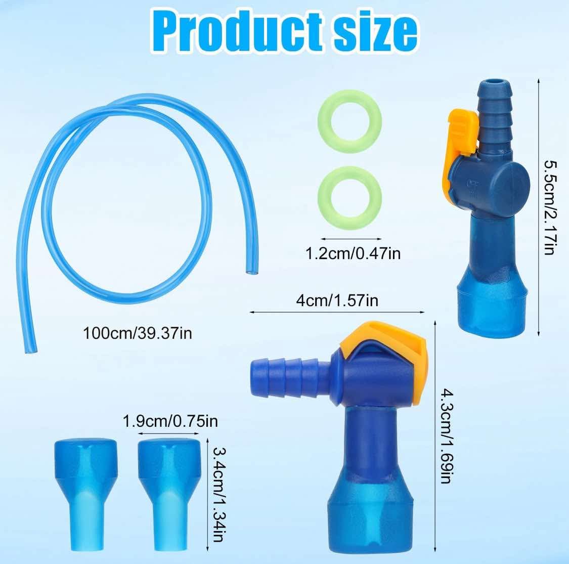 9pcs Bite Valve Replacement for Camelbak, Blue Bladder Mouthpiece Accessories with Right Angled & Straight Hose Connectors Parts and Tube O-Ring & Water Pipe for Backpack Hydration Bladder
