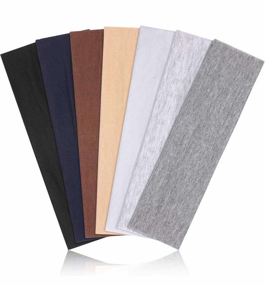 Headbands for Women Non Slip - 7PCS Fashion Sports Hair Bands for Women's Hair, Soft Cotton Cloth Stretchy Headbands for Women for Workout Yoga Running