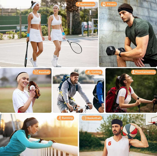 Headbands for Women Non Slip - 7PCS Fashion Sports Hair Bands for Women's Hair, Soft Cotton Cloth Stretchy Headbands for Women for Workout Yoga Running