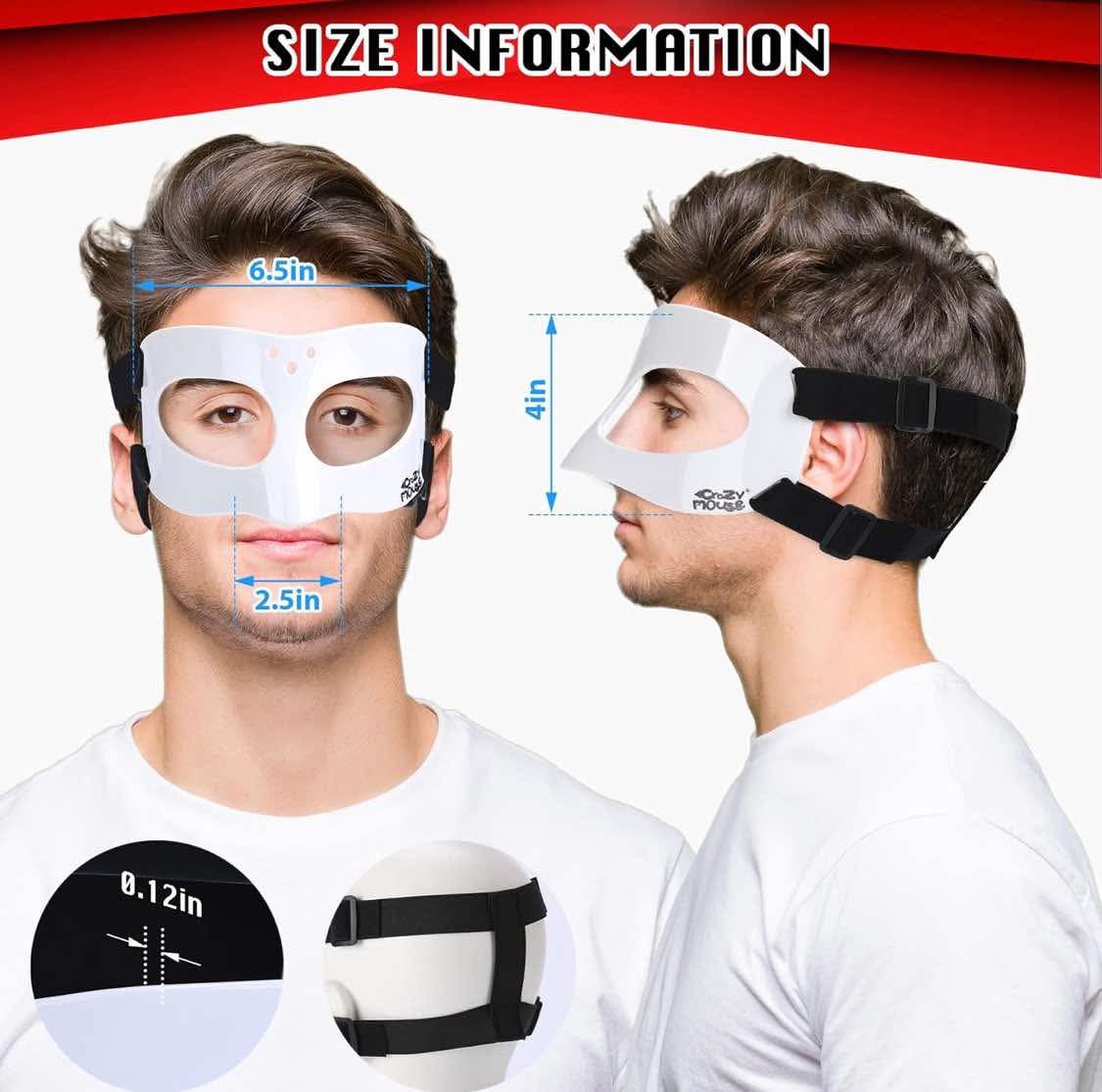 CM01A Nose Guard for Broken Nose Adjustable Basketball Soccer Sports Face Shield Mask with Foam Padding for Adults Women Men Youth Teens