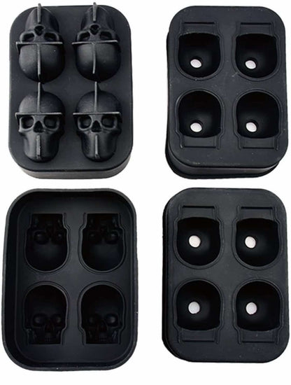 3D Skull Ice Mold (Pack of 2) Easy Release Silicone Mold,8 Cute and Funny Ice Skull for Whiskey,Cocktails and Juice Beverages,Black - Flip It Now