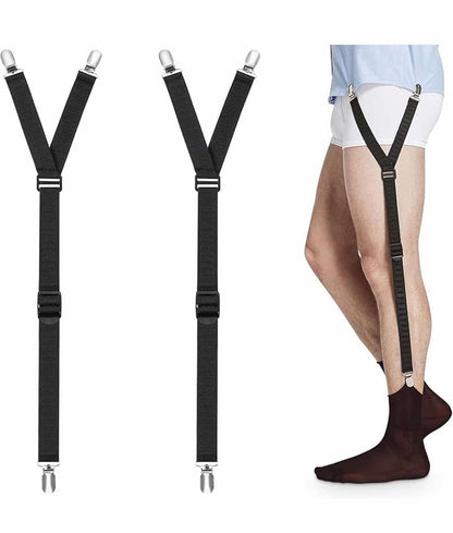 VVS Mens Shirt Stays Durable Elastic with Non-Slip Locking Clamps Adjustable Military Shirts Holder, Black, One Size - Flip It Now