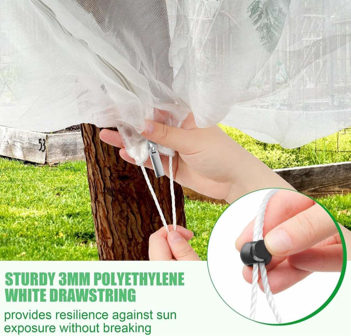 Tree Netting Bird Netting Cover 2.6 x 3.3 Ft, 4 x 6 Ft Large Heavy Duty Garden Plant Protection Net with Zipper & Drawstring for Tomato, Blueberry, Fruit & Vegetable Trees
