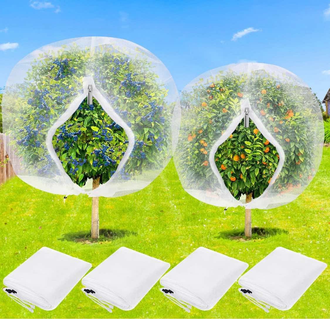 Tree Netting Bird Netting Cover 2.6 x 3.3 Ft, 4 x 6 Ft Large Heavy Duty Garden Plant Protection Net with Zipper & Drawstring for Tomato, Blueberry, Fruit & Vegetable Trees