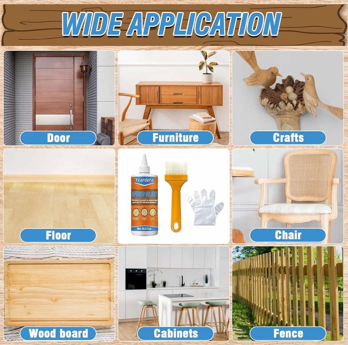 35.2oz Yeardera Wood Glue, Professional Furniture Repair Glue, Clear Carpenter Glue, Strong Wood Glue for Crafts, Furniture, Wood Floor and Wood Products