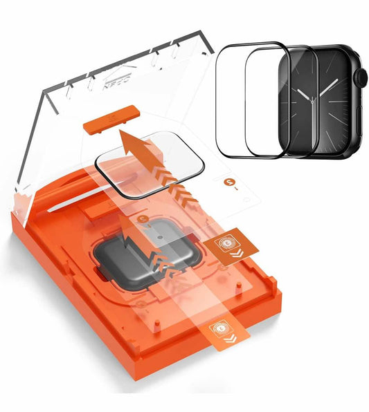Full Coverage Screen Protector for Apple Watch Series 9/8/7 41mm,Hard Protective Cover Film Installation Kit for Iwatch S9/S8/S7 41mm, Watch TPU Face Film