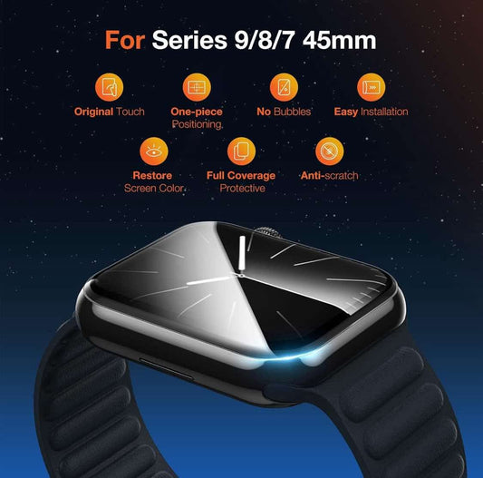 Full Coverage Screen Protector for Apple Watch Series 9/8/7 41mm,Hard Protective Cover Film Installation Kit for Iwatch S9/S8/S7 41mm, Watch TPU Face Film