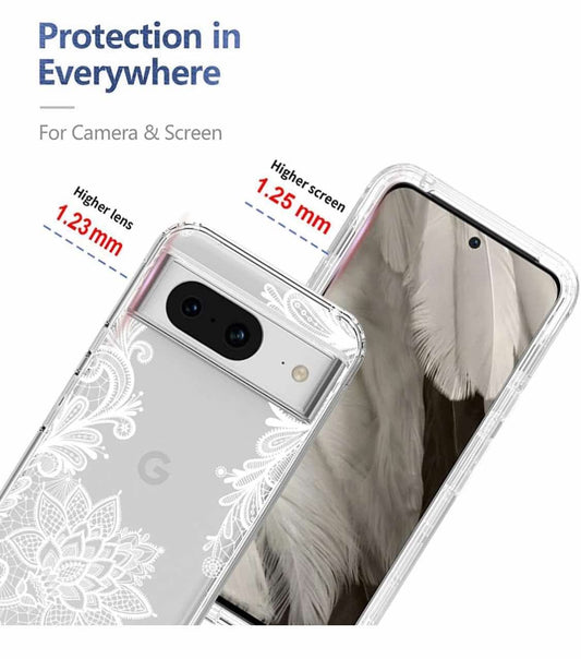Phone Case for Pixel 8 Case, Google 8 Case, Cute Clear Mandala Pattern Full Body Protective Cover Cases for Google Pixel 8 (Mandala)