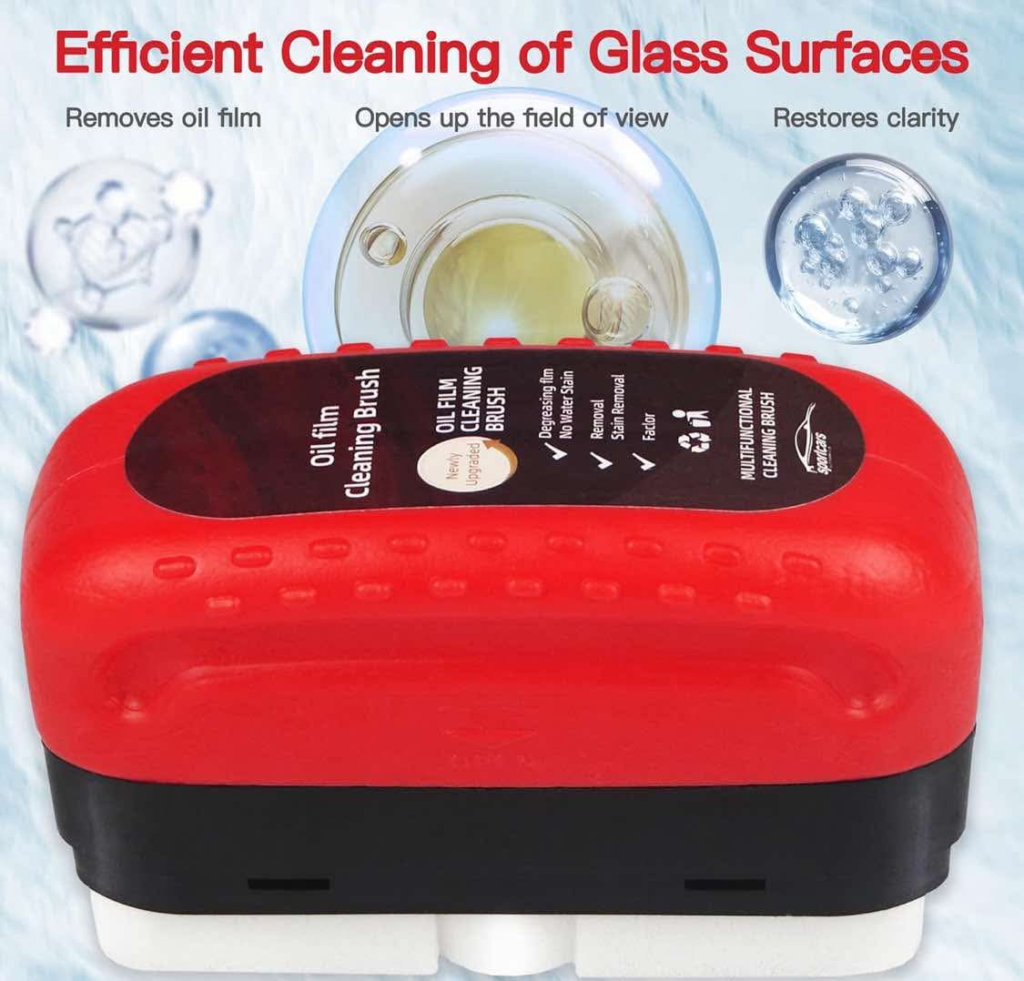 Oil Film Cleaning Brush for Car, 2PCS Windshield Brushes with Clean Degreaser for Auto Windows,Glass Cleaning Board,Windshield Cleaner Tool, Improves Clarity and Visibility