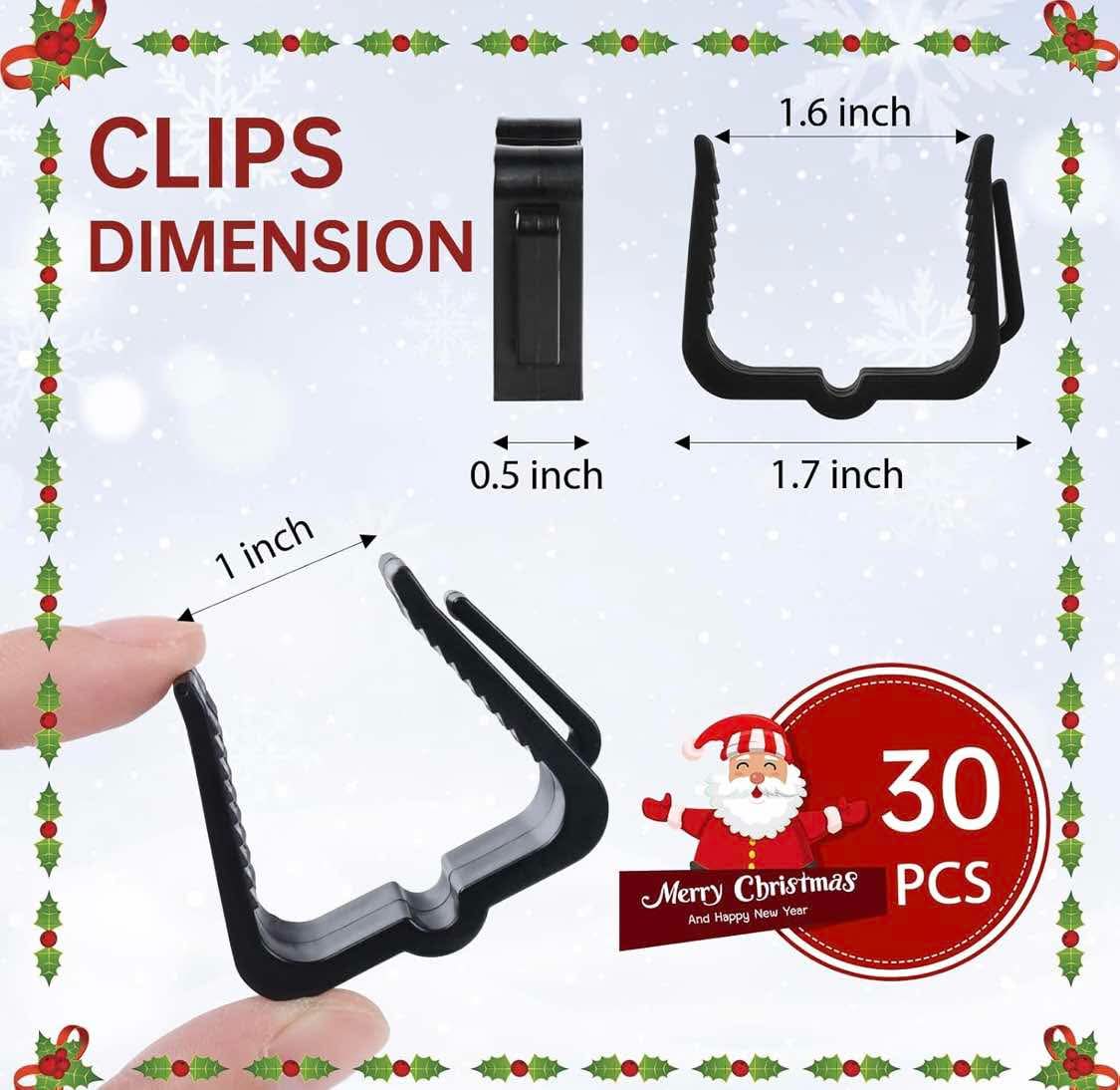 Christmas Light Hanger Clips Fascia Boards Clips 1 5/8 Inch Deck Banister Hanger Plastic Holiday Light Hooks for Outside Indoor Roof Gutter Fence Eave (Black, 100 PCS)