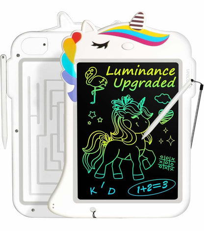 Jasonwell LCD Drawing Writing Tablet - Drawing Pad Doodle Board for Kids Toddlers Drawing Toy Educational Learning Toys Christmas Birthday Gift 2 3 4 5 6 7 8 Year Old Girls Boys (White Unicorn) - Flip It Now