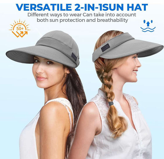 Sukeen Cooling Visor Cap for Women&Men, 2 in 1 Zip-Off Sun Hat with UV Protection for Outdoor Sports Golf Travel Tennis Beach