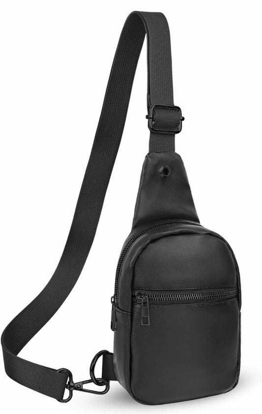 VOROLO Large Sling Bag For Men Crossbody Bags For Women and Men Chest Bag with Ajustable Strap Black Zipper Black