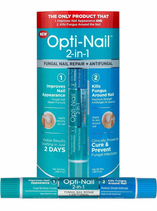 Opti-Nail 2-in-1 Fungal Nail Repair Plus Antifungal, Improves Nail Appearance and Kills Fungus Around Nail, 0.33814 Fl Oz
