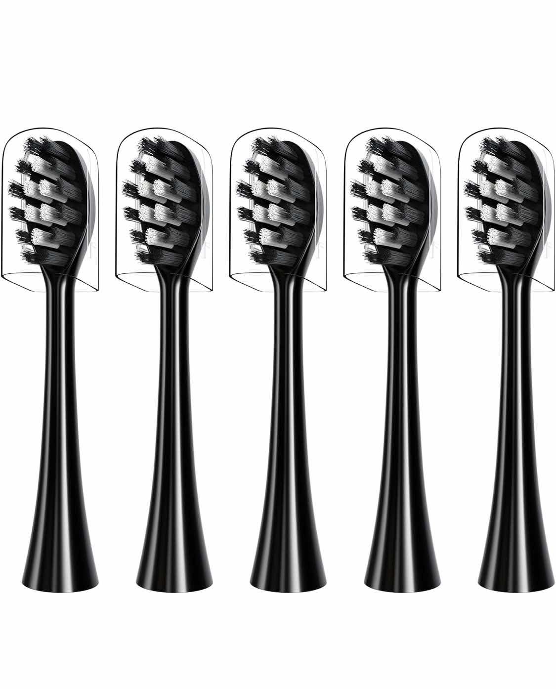 2 pks 8 heads!! Replacement Toothbrush Heads Compatible with Gleem Electric Toothbrush, W Shape Design Planted with Nylon Bristle (Black)