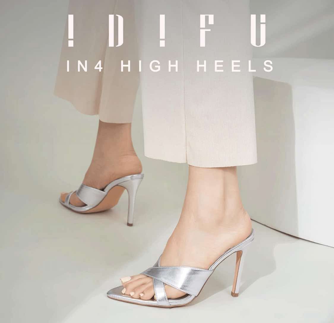 IDIFU IN4 High Heels for Women Strappy Stiletto Pointed Toe Slip On Slide Heels Comfortable Cross Strap Heel Sandals Sexy Cute Wedding Party Dress Shoes Open Toe Mule Heeled Sandals