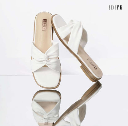 IDIFU Women's Flat Sandals Square Open Toe Slip On Sandals for Women Beach Summer Comfortable Dress Sandals Dressy Cute Walking Slide Sandals Casual Twist Strap Sandals - Flip It Now