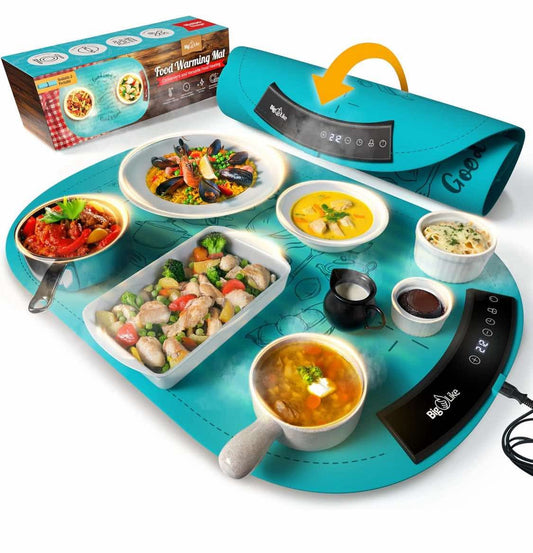 Warming Mat for Food - Full Surface Fast Heating Food Warming Mats for Countertop, 7 Temp Settings Pad, Silicone Electric Warmer Tray, Roll Up Portable Heating Trays for Buffets Party