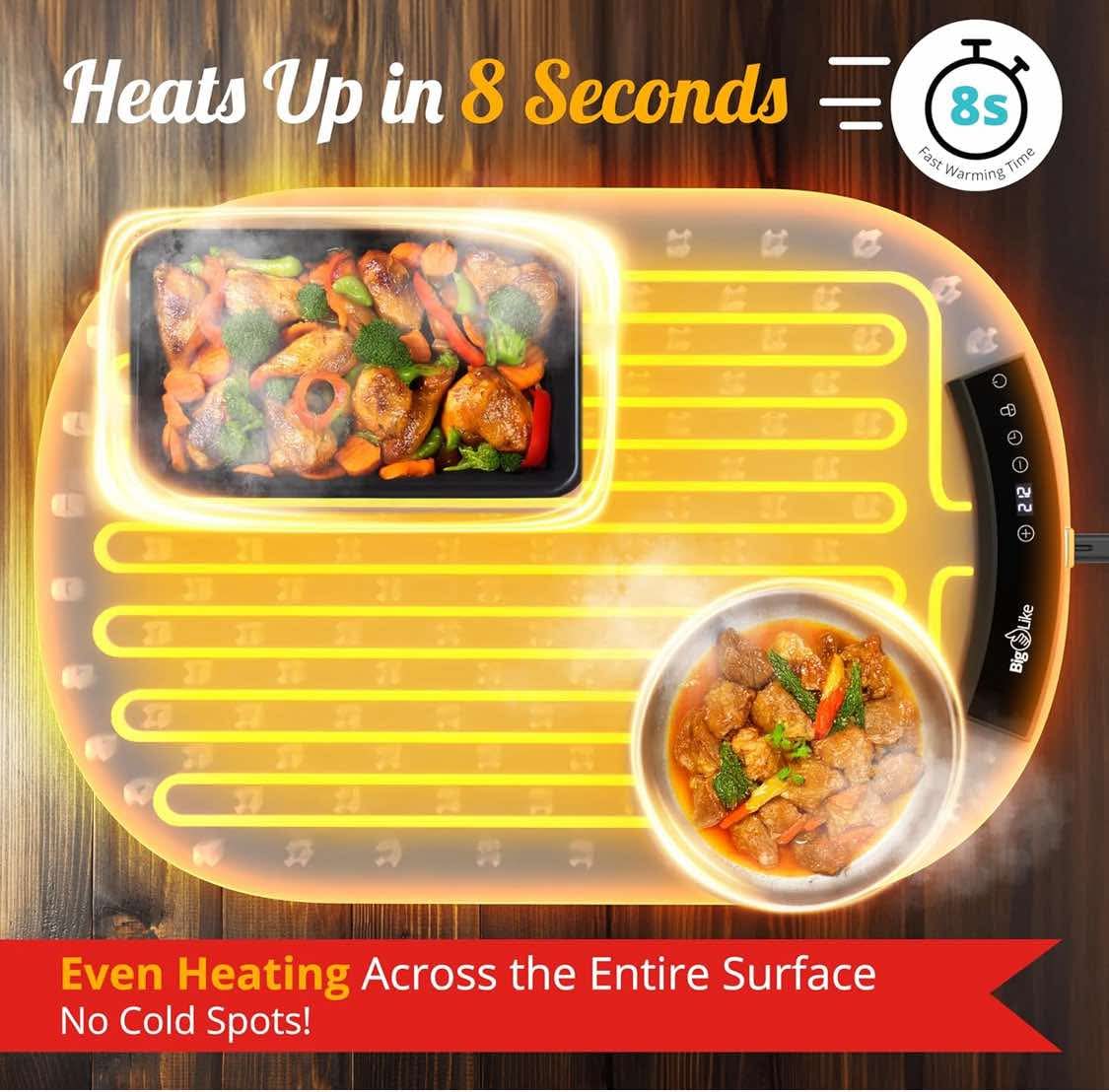 Warming Mat for Food - Full Surface Fast Heating Food Warming Mats for Countertop, 7 Temp Settings Pad, Silicone Electric Warmer Tray, Roll Up Portable Heating Trays for Buffets Party