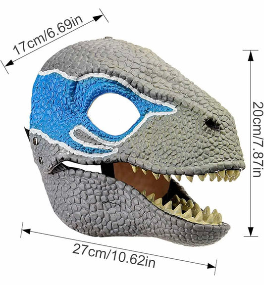 Dino Mask with Moving Jaw, Eye-catching Latex Dinosaur Dress Up Mask for Halloween Party Masquerade
