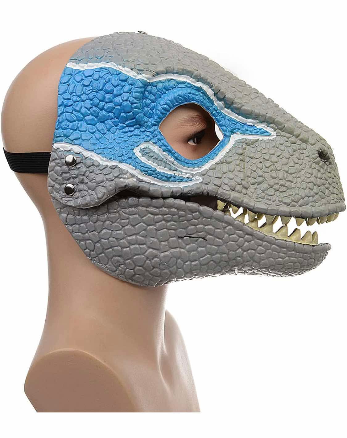 (6) Dino Mask with Moving Jaw, Eye-catching Latex Dinosaur Dress Up Mask for Halloween Party Masquerade