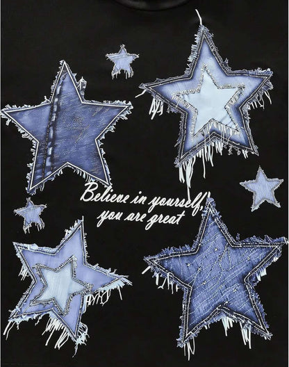 GORGLITTER Boy's 2 Piece Outfit Star Graphic Print Tee Shirt Elastic Waist Denim Short Sets - Flip It Now