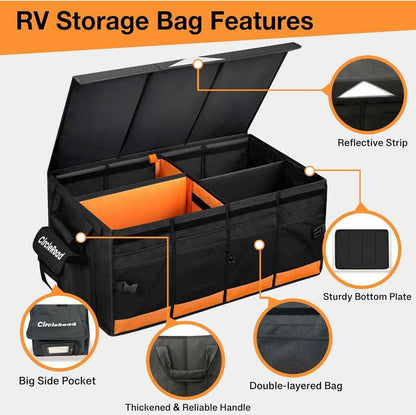 RV Storage and Organization, 74L Waterproof Collapsible Trunk Organizer for Suv DIY RV Storage Bag with Internal Compartments RV Storage Solutions for Camper Trailer Trunk - Flip It Now