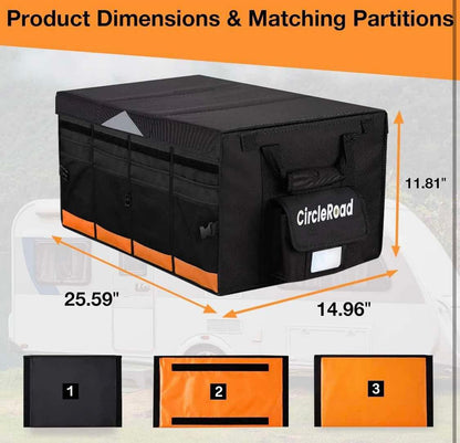 RV Storage and Organization, 74L Waterproof Collapsible Trunk Organizer for Suv DIY RV Storage Bag with Internal Compartments RV Storage Solutions for Camper Trailer Trunk - Flip It Now