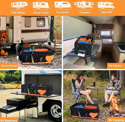 RV Storage and Organization, 74L Waterproof Collapsible Trunk Organizer for Suv DIY RV Storage Bag with Internal Compartments RV Storage Solutions for Camper Trailer Trunk - Flip It Now
