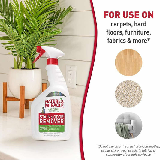 Nature's Miracle Stain and Odor Remover, Spot Stain and Pet Odor Eliminator, Enzymatic Formula, 32 Ounce Spray
