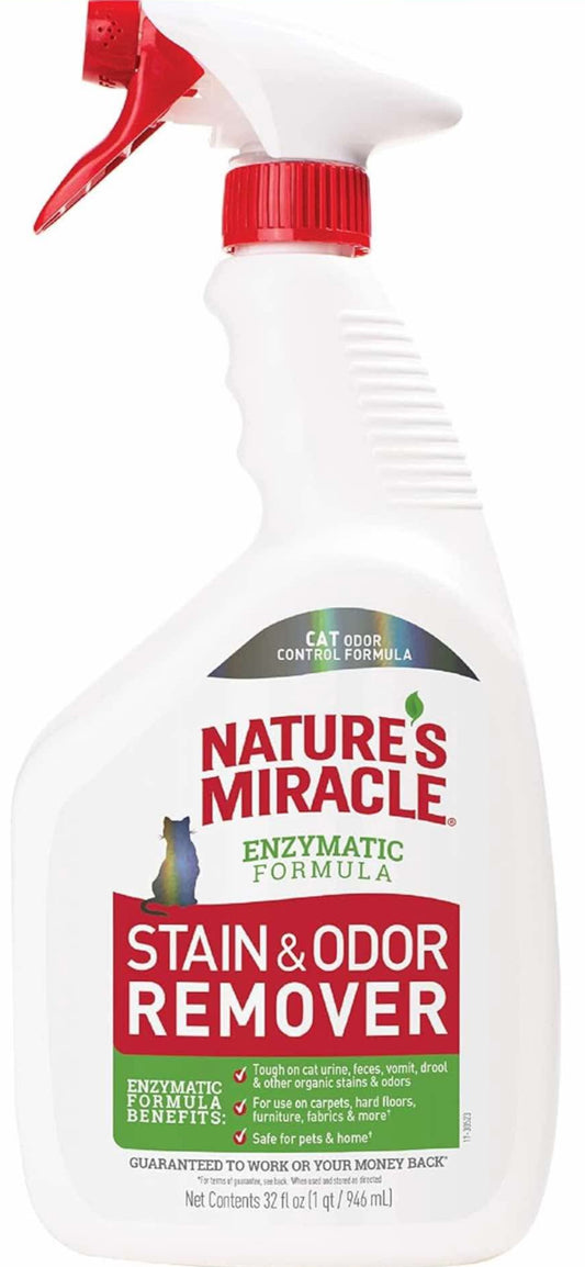 Nature's Miracle Stain and Odor Remover, Spot Stain and Pet Odor Eliminator, Enzymatic Formula, 32 Ounce Spray