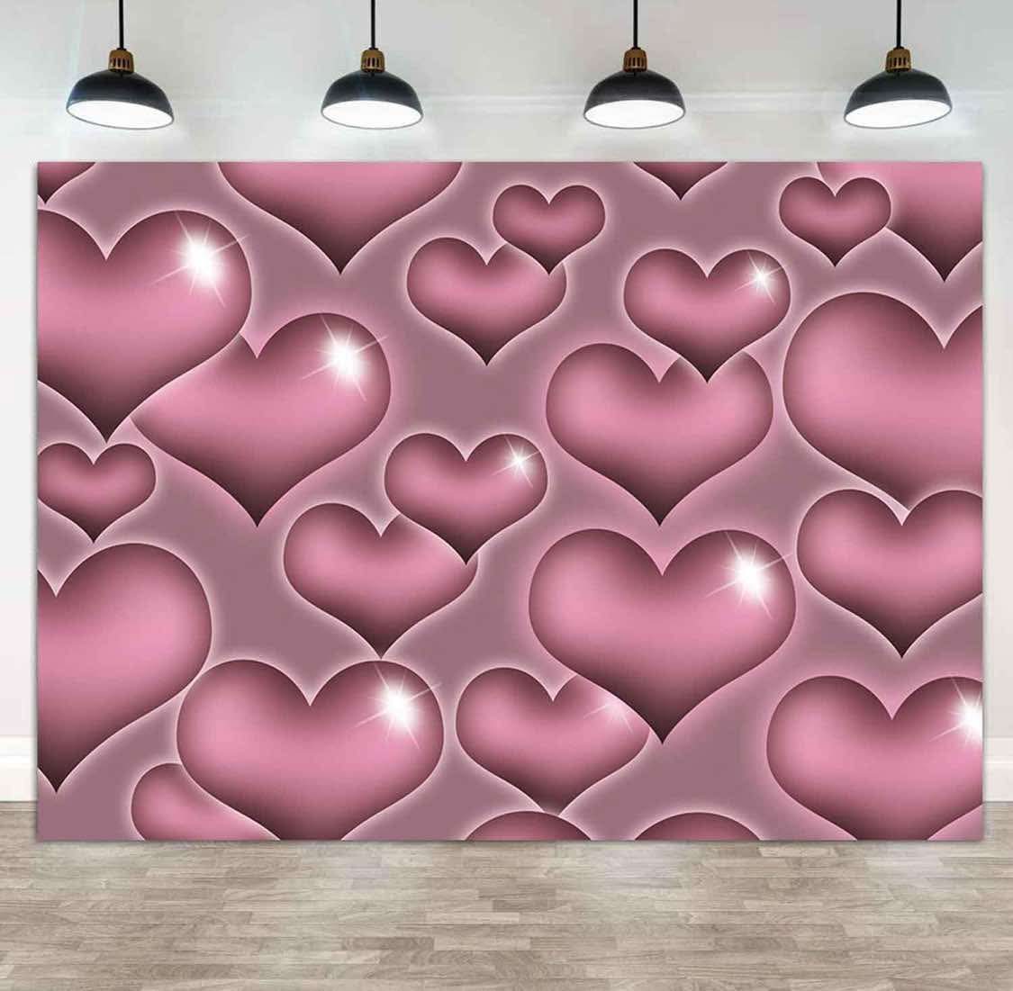 Sensfun Pink Heart Early 2000s Photography Backdrop Old School Y2k Party Decorations Background Late 90s Party Banner Birthday Bridal Shower Valentine's Day Vinyl Photoshoot Photo Booth Banner 7x5ft