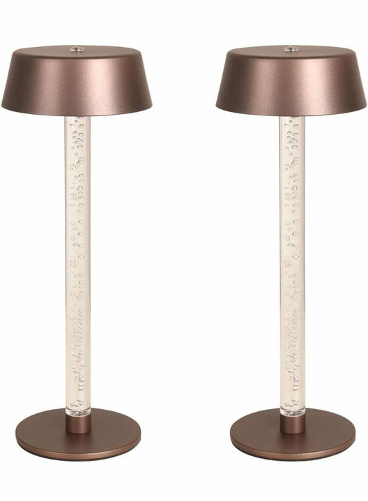Cordless Table Lamps Set of 2,Lava lamp,Bubble stem,Water Droplet stem,Crystal Effect,5000mAh Battery Operated, 3 Color Stepless Dimming Up, for Restaurant/Bedroom/Bars/Outdoor Party/Camping/Coffee