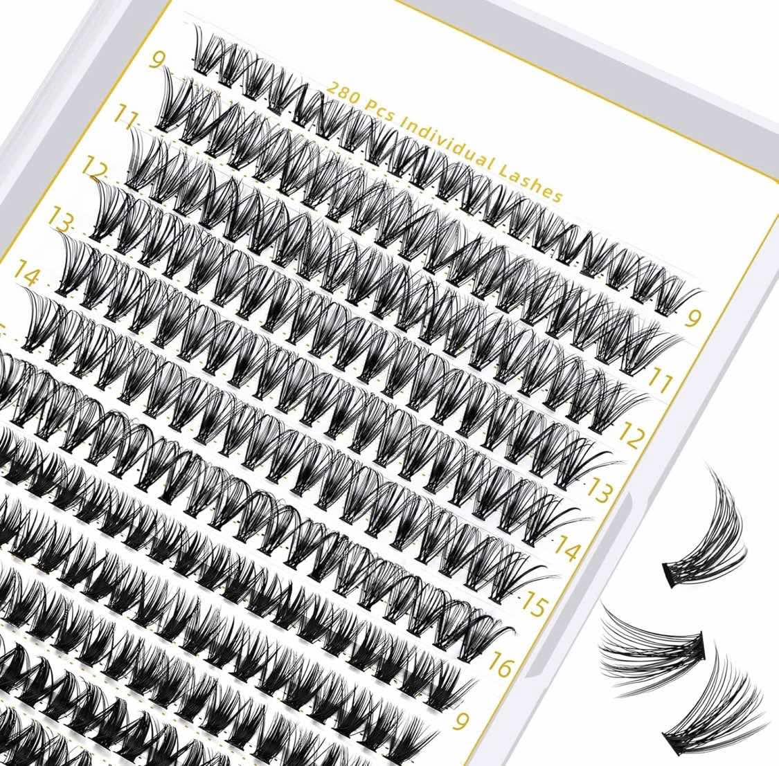 B&Q Lash Clusters 30D 50D-C-9-16MIX LASH Individual 280 Clusters False Eyelash 9-16MIX Lash Clusters Extensions DIY Eyelash Extensions at Home (30D 50D,C-9-16MIX)