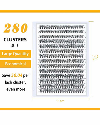 B&Q Lash Clusters 30D 50D-C-9-16MIX LASH Individual 280 Clusters False Eyelash 9-16MIX Lash Clusters Extensions DIY Eyelash Extensions at Home (30D 50D,C-9-16MIX) - Flip It Now