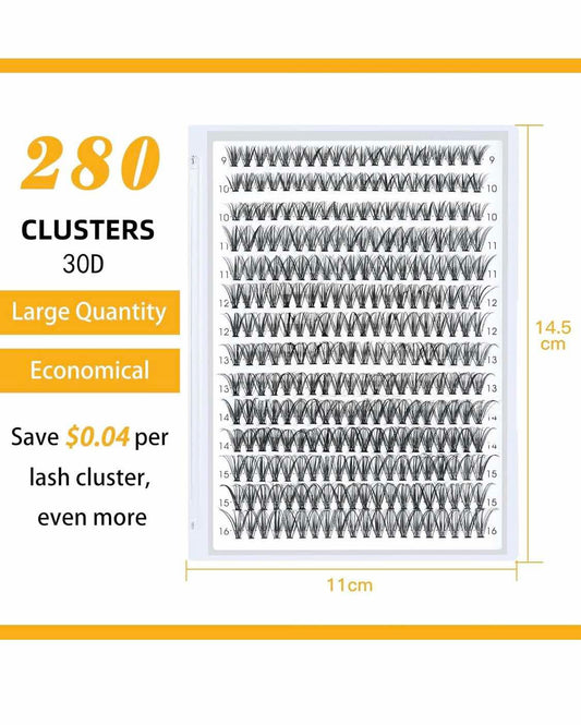B&Q Lash Clusters 30D 50D-C-9-16MIX LASH Individual 280 Clusters False Eyelash 9-16MIX Lash Clusters Extensions DIY Eyelash Extensions at Home (30D 50D,C-9-16MIX)