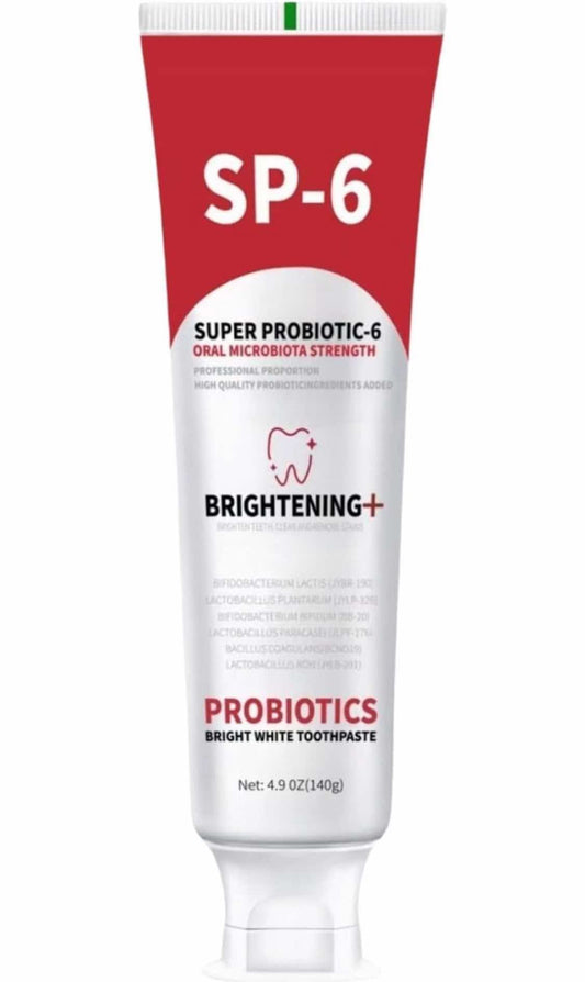 SP-6 Probiotic Whitening Toothpaste, for Teeth Whitening and Gum Health, Enhanced Formula with 6 Probiotics, Fluoride-Free, Minty Fresh Flavor, 4.9 oz (1)